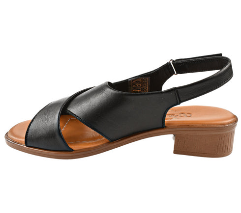 Sandale casual, dama, ANNA VIOTTI, D42-6025 negru, piele naturala